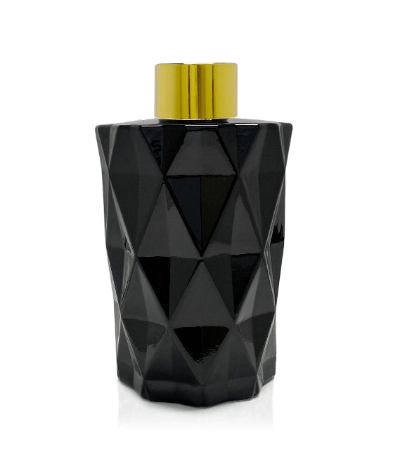 200ml Diamond Cut Black Diffuser Bottle - Gold Collar Online now