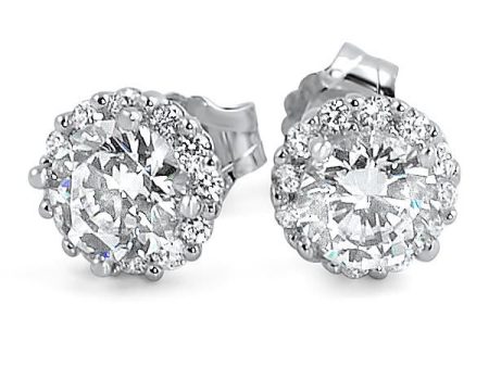 1.16 CTW Simulated Diamond Halo Stud Earrings Cheap