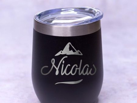 Personalised Black Round Bottomed Tumbler - Name Cheap