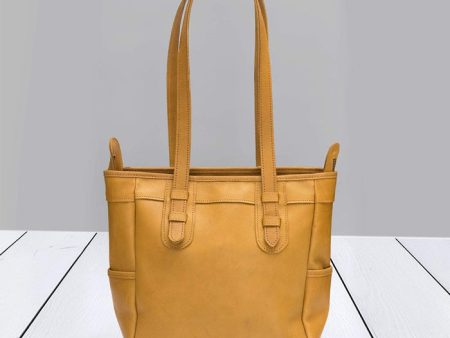 Mandy Tan Leather Tote Bag Cheap