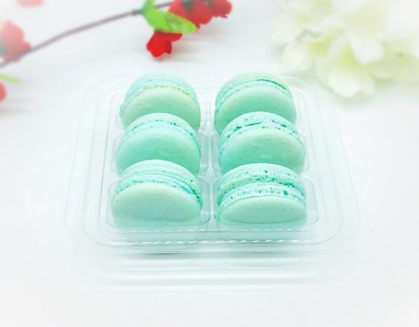 6 Pack light blue macarons | blueberry white chocolate buttercream macaron. Cheap