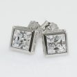 1.40 CWT 5mm Princess Cut Square Bezel Studs For Discount