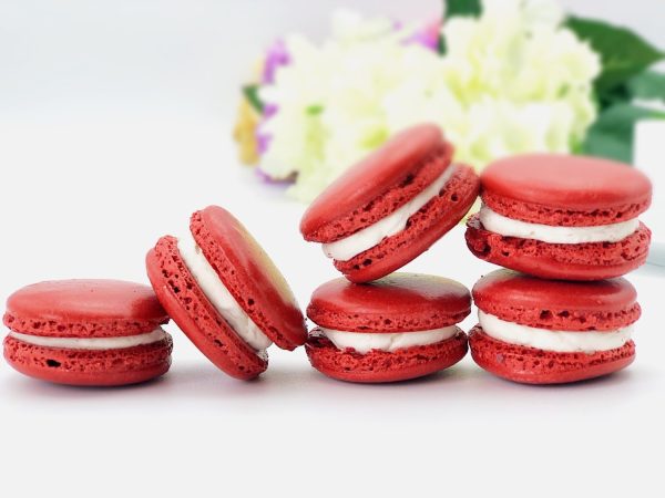 6 Pack  red velvet macarons | ideal for celebratory events. Online Sale