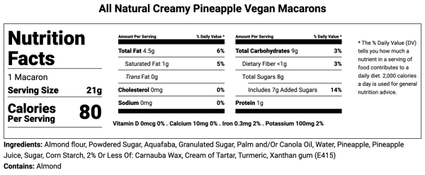 All Natural Creamy Pineapple Vegan French Macarons | Available in 24 & 48 Pack Fashion