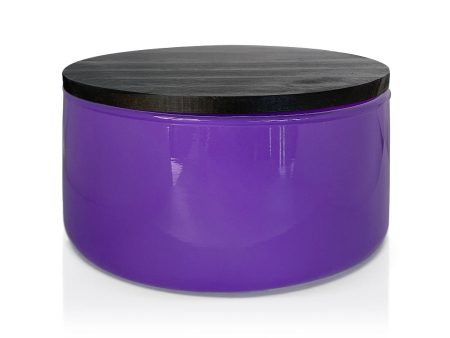 Purple Glass Candle Bowl with Black Wooden Lid 350ml Cheap