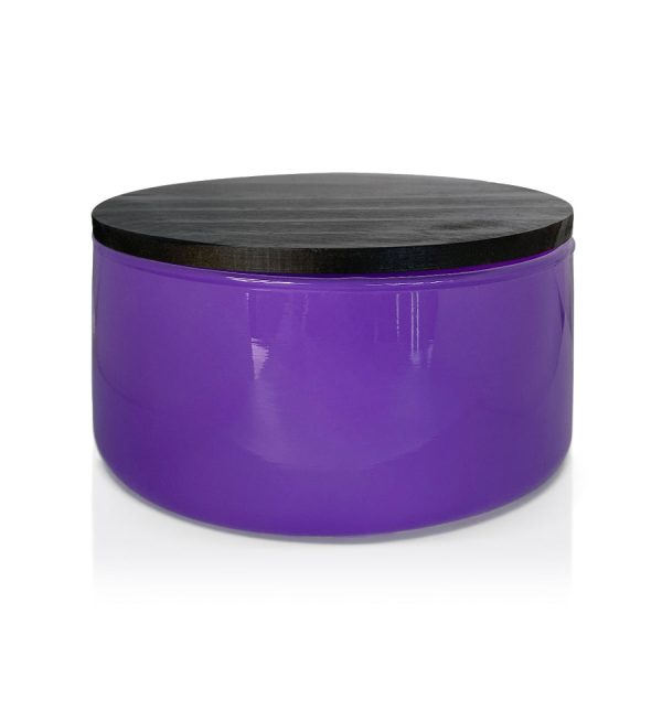 Purple Glass Candle Bowl with Black Wooden Lid 350ml Cheap