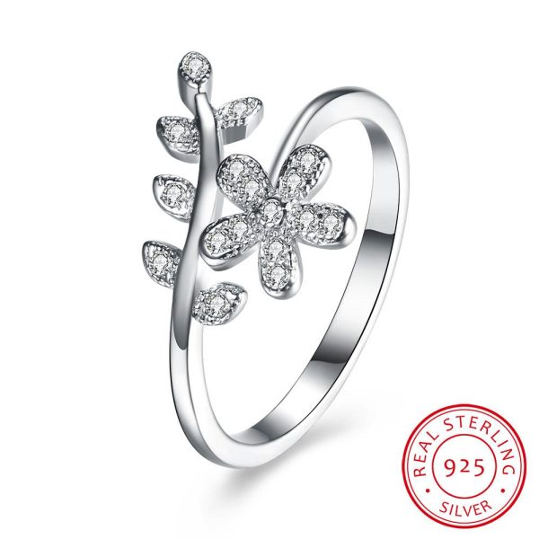 925 Sterling Silver Ring floral stone ring jewelry wholesale SVR119 For Cheap