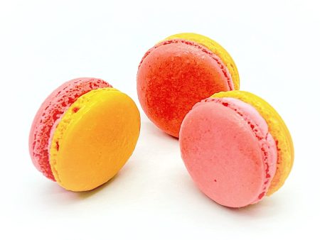 6 Pack Apricot - Raspberry French Macarons For Sale