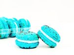 6 Pack  blue raspberry and white chocolate macarons | ideal for celebratory events. Supply