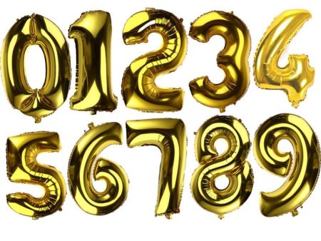 32 inch Thickened Helium Foil Balloons Birthday Number Balloons for Wedding Anniversary Decoration (Gold) Cheap