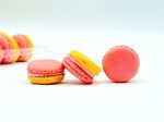 6 Pack Apricot - Raspberry French Macarons For Sale