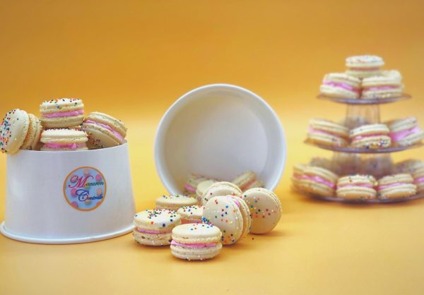 6 Pack  birthday cake macarons | ideal for celebratory events. on Sale