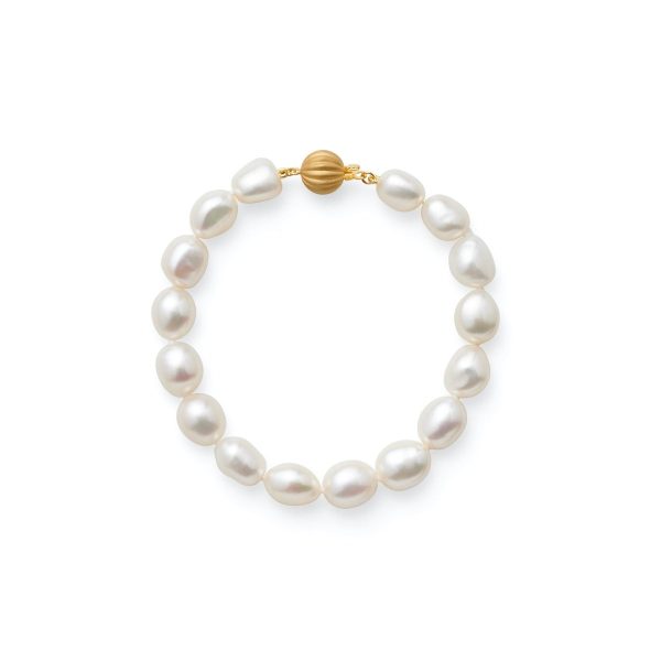 Baroque White Pearl & Gold Bracelet For Cheap