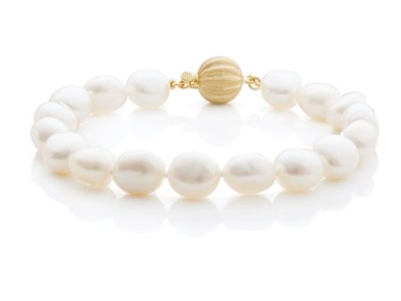 Baroque White Pearl & Gold Bracelet For Cheap