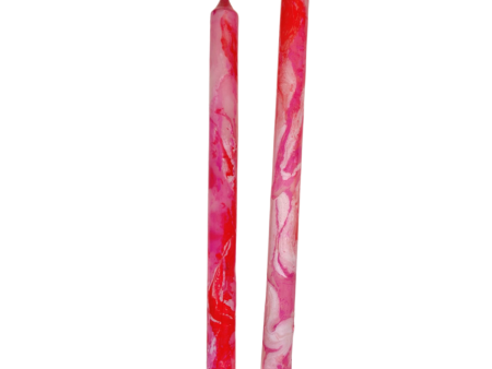 Marbled Taper Candles, Set of 2 Candela Rosa Hot on Sale